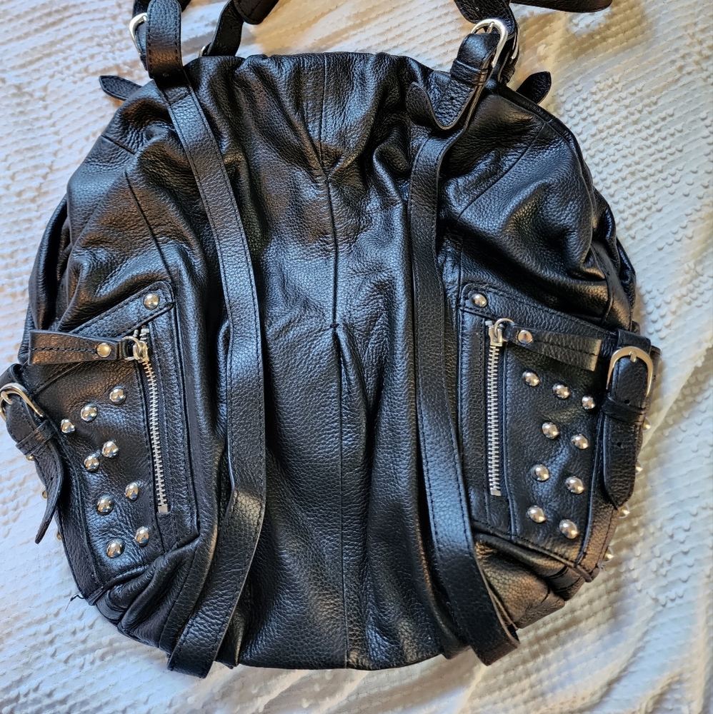 Hype Black Leather Shoulder Bag